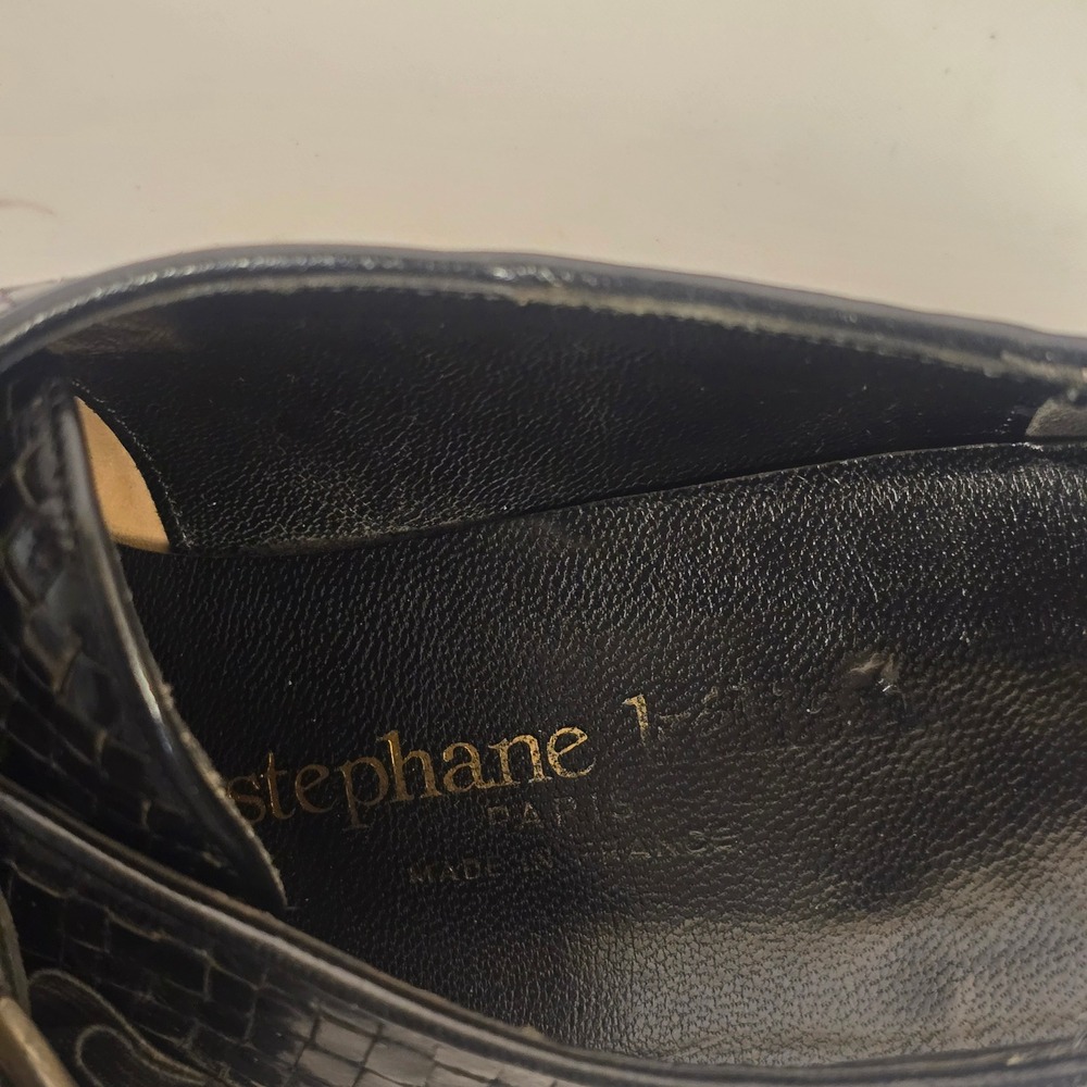 Stephane Kelian Paris Black Woven Leather Monk Strap Shoes Made in France 6.5 - Picture 9 of 14